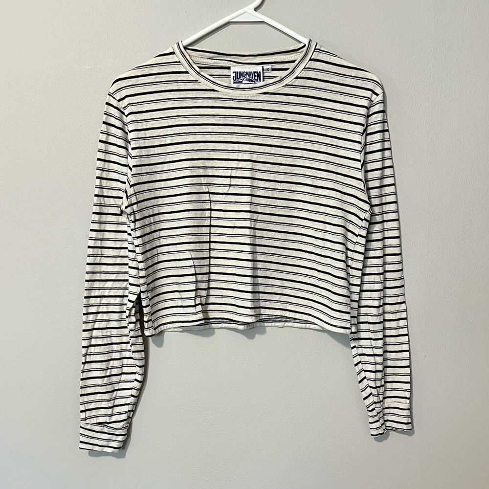 Jungmaven Long Sleeve Striped Tee Cropped S